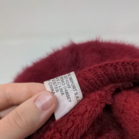 Race Ready Knit Newsboy Beanie Hat Red One Size Blank Fuzzy Polyester - Picture 8 of 8